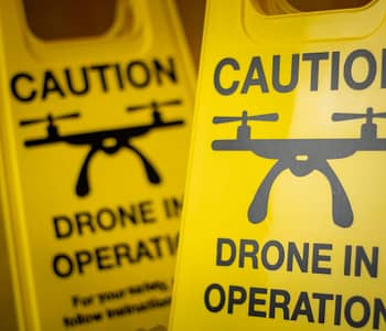 Folding Yellow Drone Safety Sign